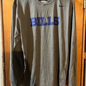 Nike Men’s Long-Sleeve Gray DriFit with Blue BILLS Logo